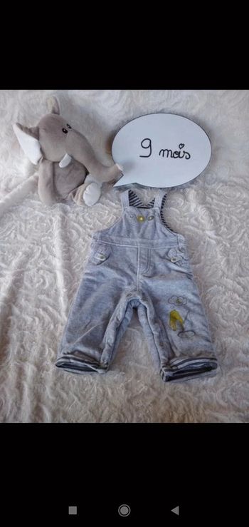 Salopette velours doublée chaud Garçon 9 mois Animaux Orchestra