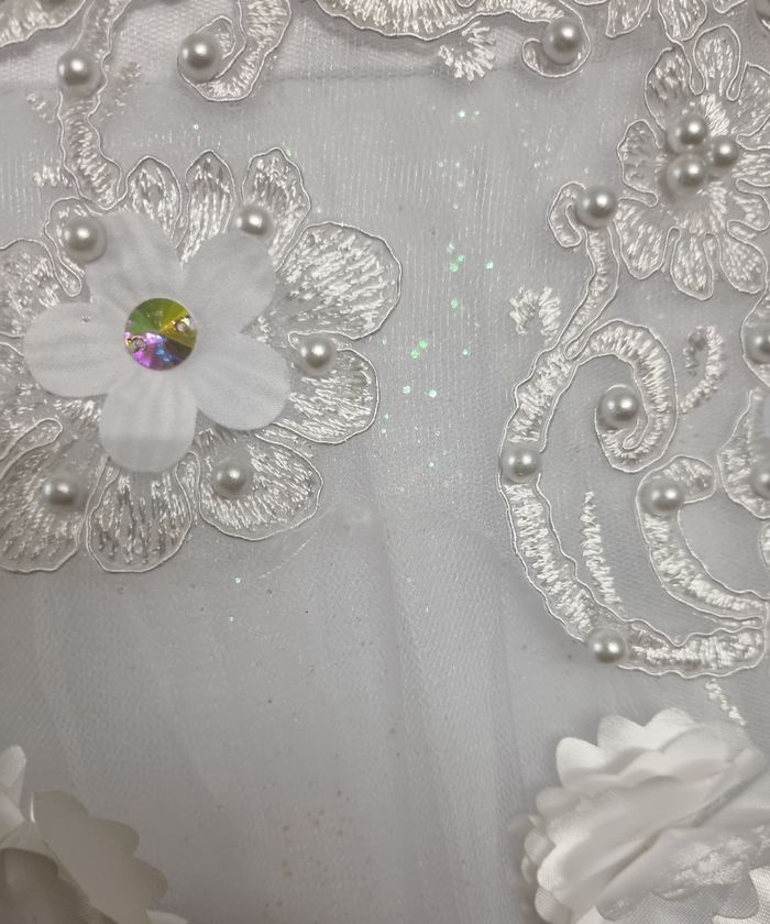 robe cérémonie mariage fille buste fleuri et bas en tulle pailleté fille d'honneur blanche taille 3 ans - photo numéro 3