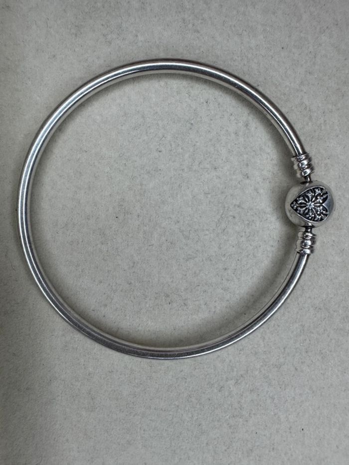 Bracelet Jonc Pandora Authentique Fermoir avec Cœur Flocon T17 - photo numéro 2