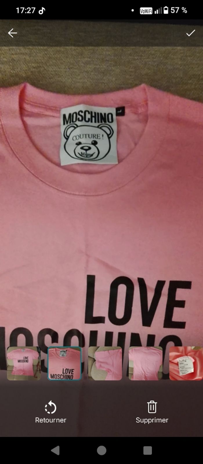 Tee shirt rose moshino taille L - photo numéro 4