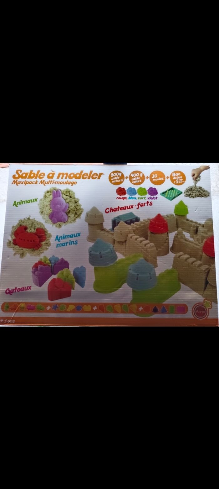 Grand coffret de sable à modeler + nombreux moules et accessoires