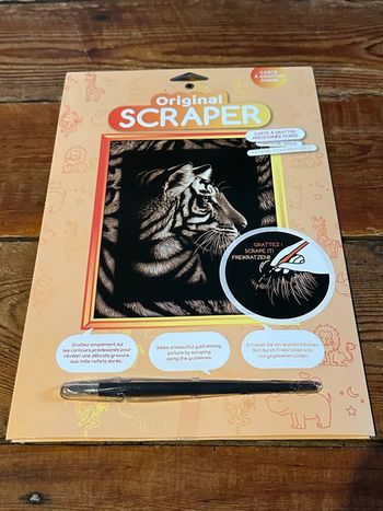 Original Scraper activité manuelle gravure carte à gratter pré dessinée animaux dorée or tigre Inde