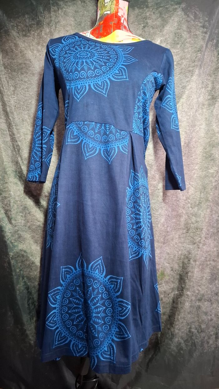 Robe bleu imprimé mandala bohème ethnique - photo numéro 1