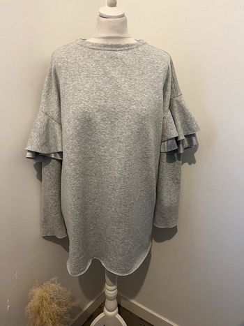 Sweat long gris manches volant H&M S