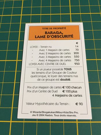 Carte Baraga lame d'obscurité pièce détachée Monopoly Duel Masters Hasbro Parker Wizards #A64
