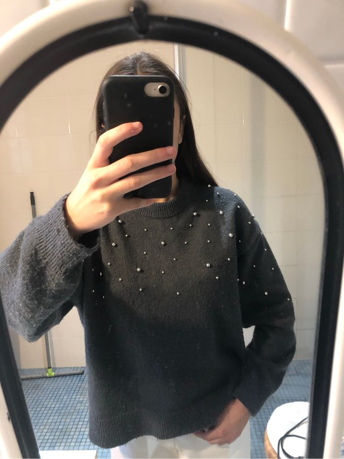 Pull gris à perle - photo numéro 4