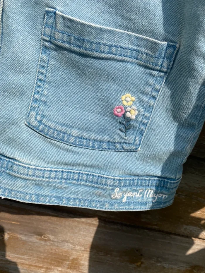 Veste jean fleurs fille 8 ans sergent major - photo numéro 4