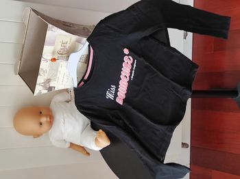 T-shirt ML noir et rose – 8 ans