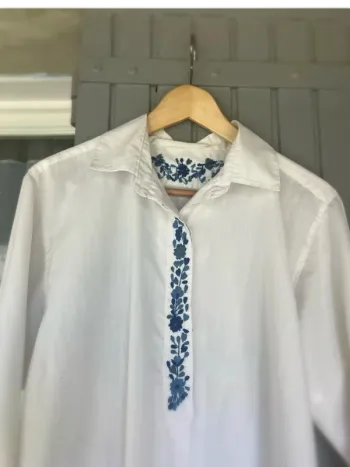 Sublime chemise blanche parisienne vintage - style Grèce - taille L - oversize