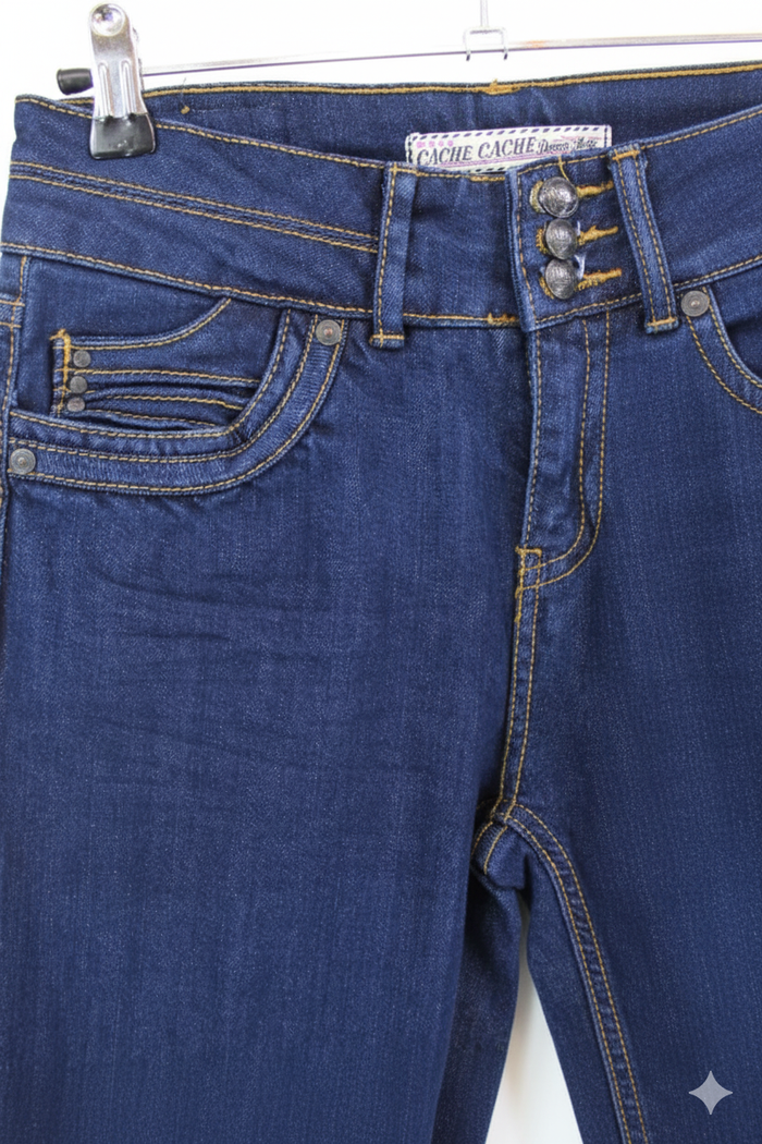 Jean Classique Cache Cache Bleu Marine - Taille 34 / XS - photo numéro 3