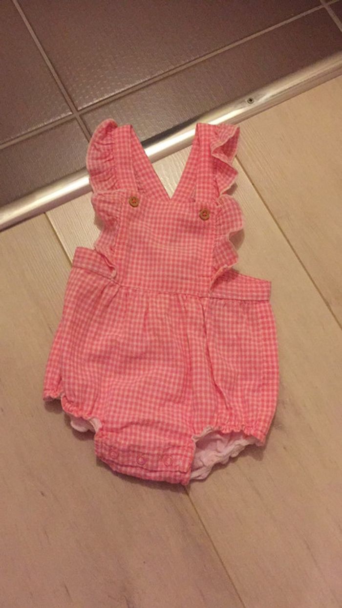 Barboteuse rose vichy H&M 2/4 mois - 62 cm - photo numéro 2