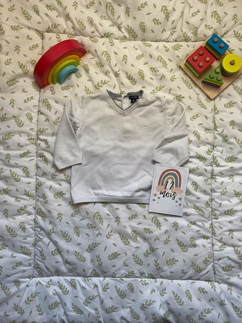 pull col V blanc 12 mois kiabi