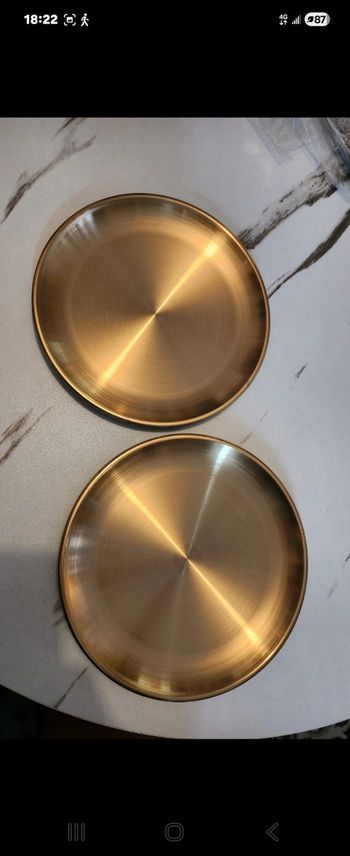 2 assiette plateaux acier inoxydable 