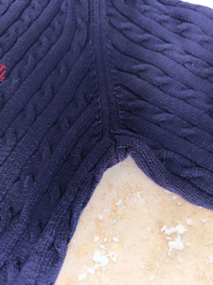 Pull torsadé femme Lauren Ralph Lauren bleu marine avec logo rouge brodé taille XL - photo numéro 11