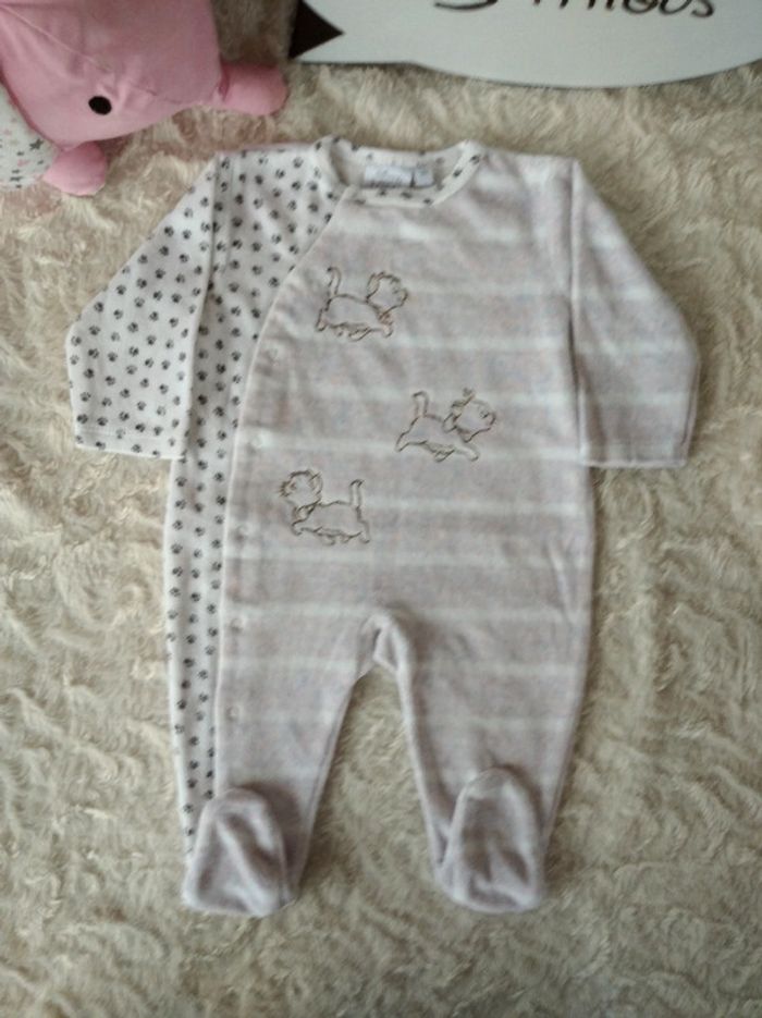 Pyjama grenouillère velours Fille 3 mois Marie Aristochats Disney Baby - photo numéro 2