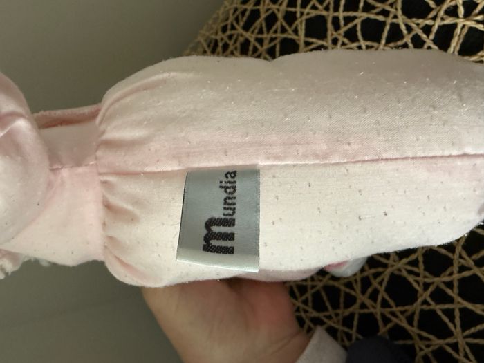 Ancien doudou poupée chiffon rose blanc pois MUNDIA - photo numéro 3