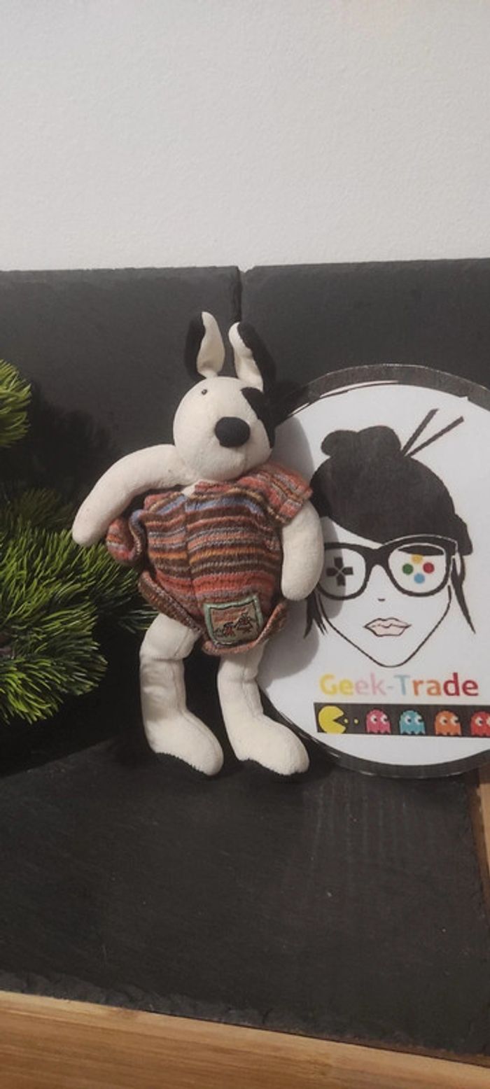 doudou peluche moulin roty chien julius blanc noir la grande famille Salopette