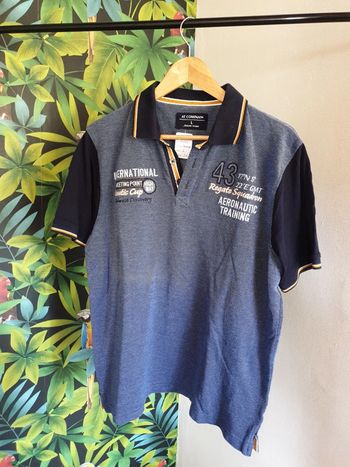 Polo homme chiné blanc/bleu