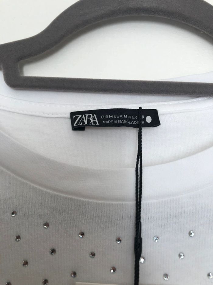 Superbe beau t-shirt à strass Zara neuf avec étiquette taille M - photo numéro 4