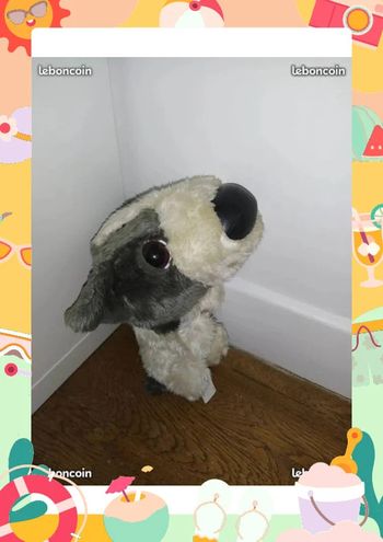 Peluche chien the dog  fox terrier gris