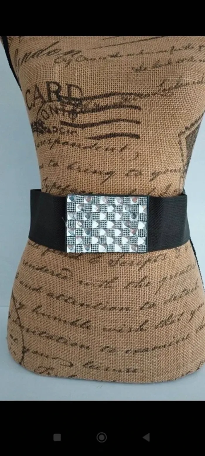 Ceinture élastique verte argenté femme 80 cm - photo numéro 2