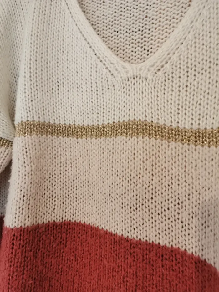 Pull hiver Camaïeu grandes rayures - photo numéro 2