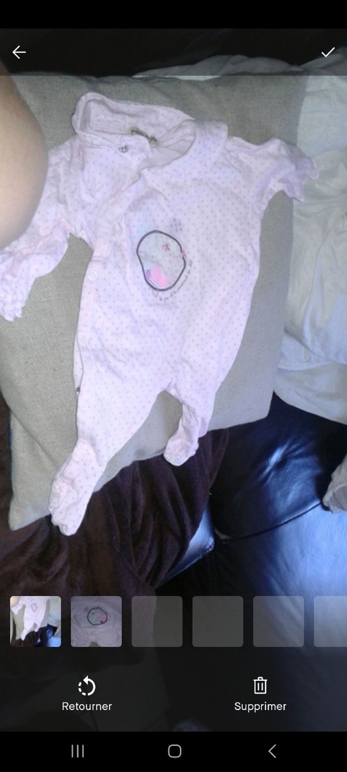 Lot de 2 pyjamas velour 1mois marron et rose lapin - photo numéro 6