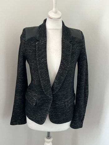 Veste blazer gris chiné et cuir Ikks S