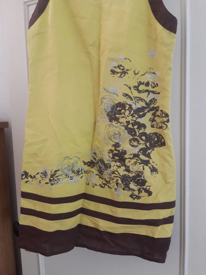 Robe à bretelles vert anis et marron - photo numéro 2