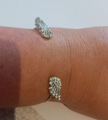 Bracelet ailes argenté strass blancs