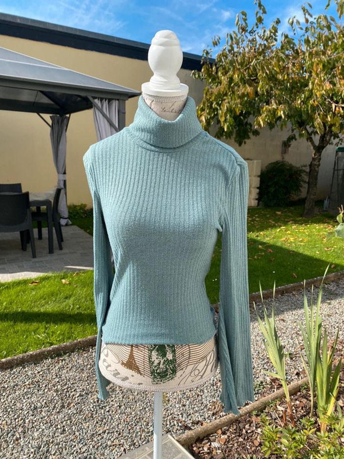 Pull col roulé femme bleu taille S