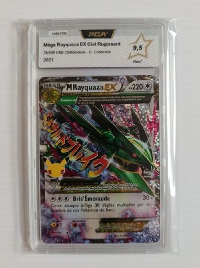 Carte Pokémon français grade PCA 9,5 méga rayquaza EX 76/108 25TH célébrations - photo numéro 2