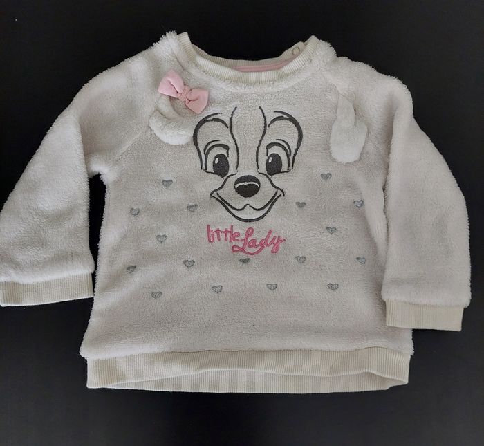 Pull blanc fille 18mois motif chien - photo numéro 2