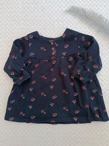 🔸Tunique Kiabi bleu marine 12 mois fille – Fleurs en forme de cœur 🔸