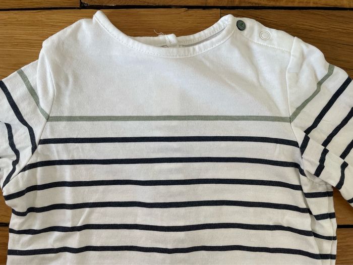T-shirt marinière manches longues kiabi taille 9 mois - photo numéro 2