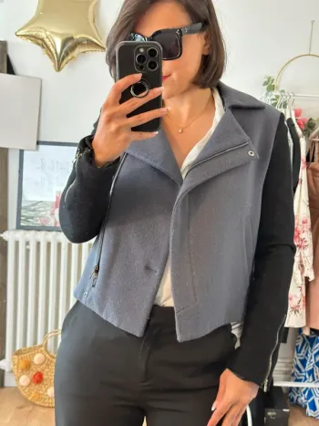 Veste Perfecto Lacoste noire et grise taille 36