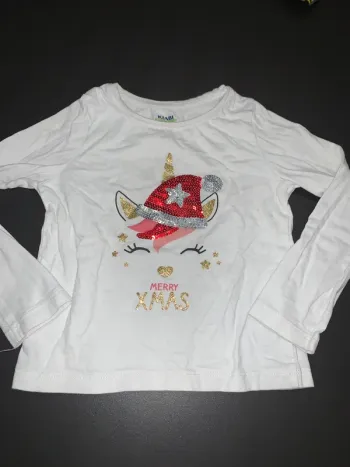T-shirt de Noël sequins licorne taille 3 ans