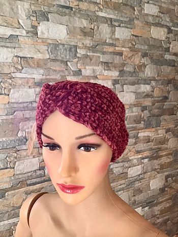 Bandeaux tête hiver en maille bordeaux home deco cocooning