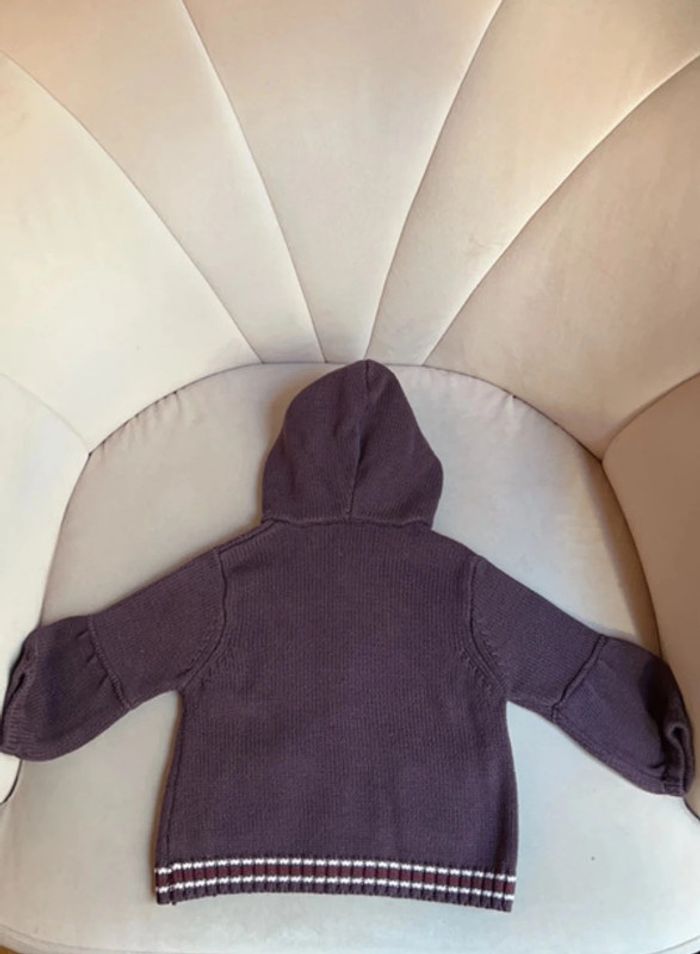 Gilet à capuche doublée jersey aubergine 6 mois - Cadet Rousselle - photo numéro 4