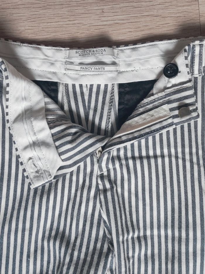 Pantalon carotte rayé blanc gris / Scotch & Soda - 36/S à 38/M - photo numéro 10