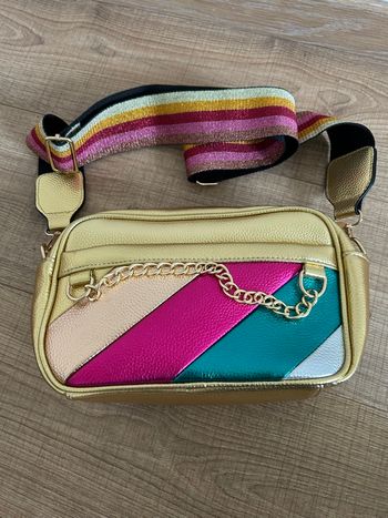 Sac en bandoulière doré et multicolore neuf 
