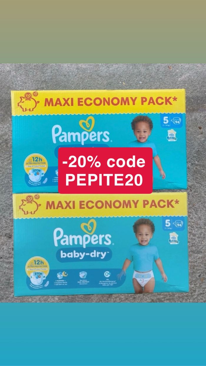 188 couches taille 5 Pampers baby dry