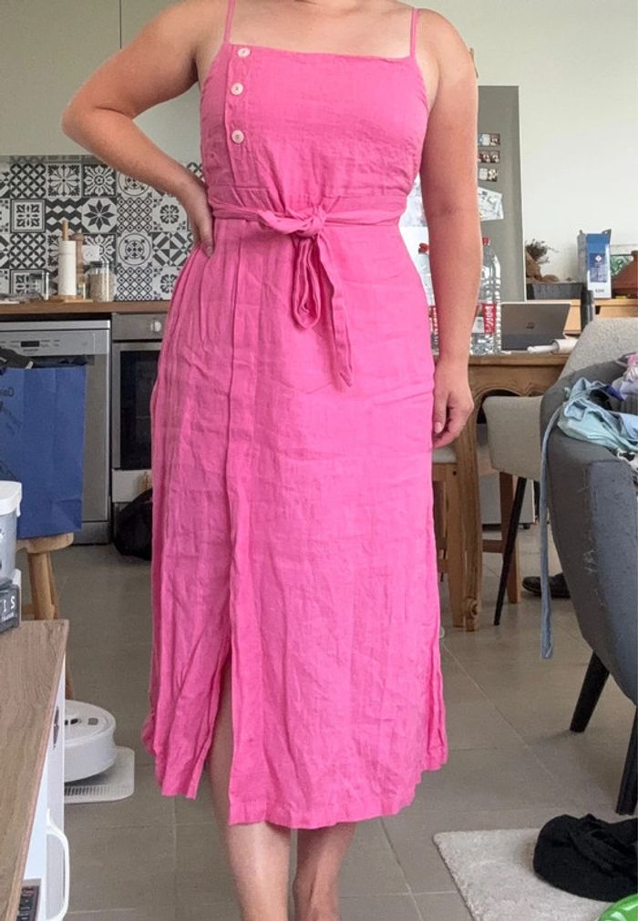 Robe rose en lin Camaïeu taille M - photo numéro 2