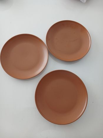 Lot de 3 assiettes en grès/céramique – Couleur Terre Cuite – Ø 20 cm