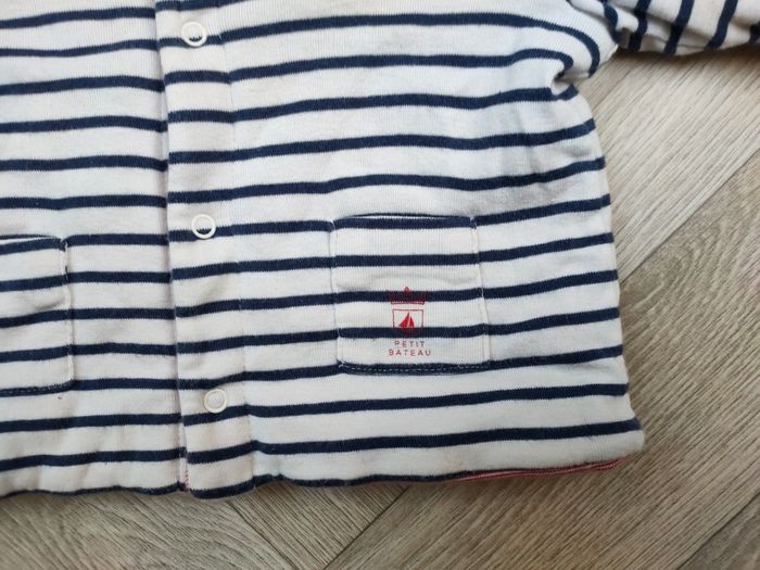 Gilet veste réversible rayée Petit Bateau 3 mois unisexe - photo numéro 2