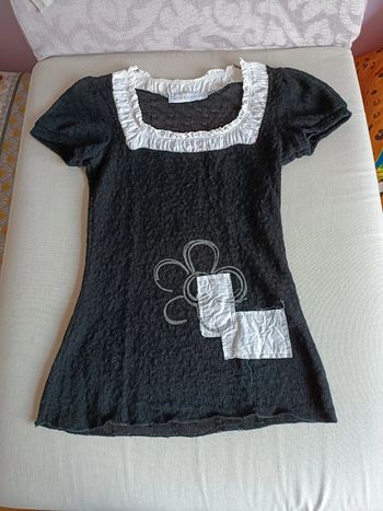 Top ajouré col froncé