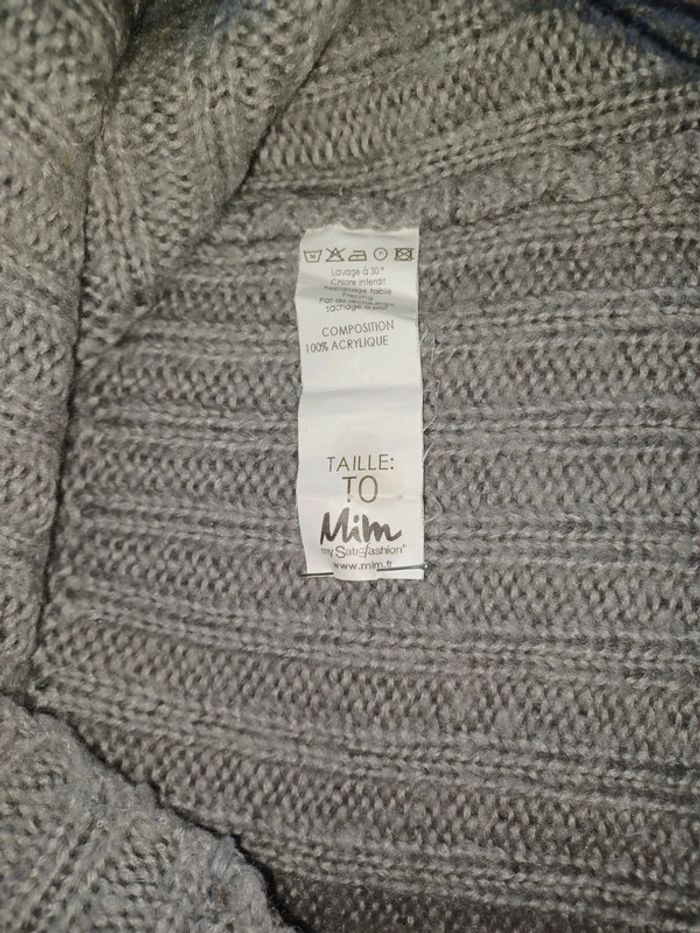 Pull long col V gris perle taille 0 Mim - photo numéro 6