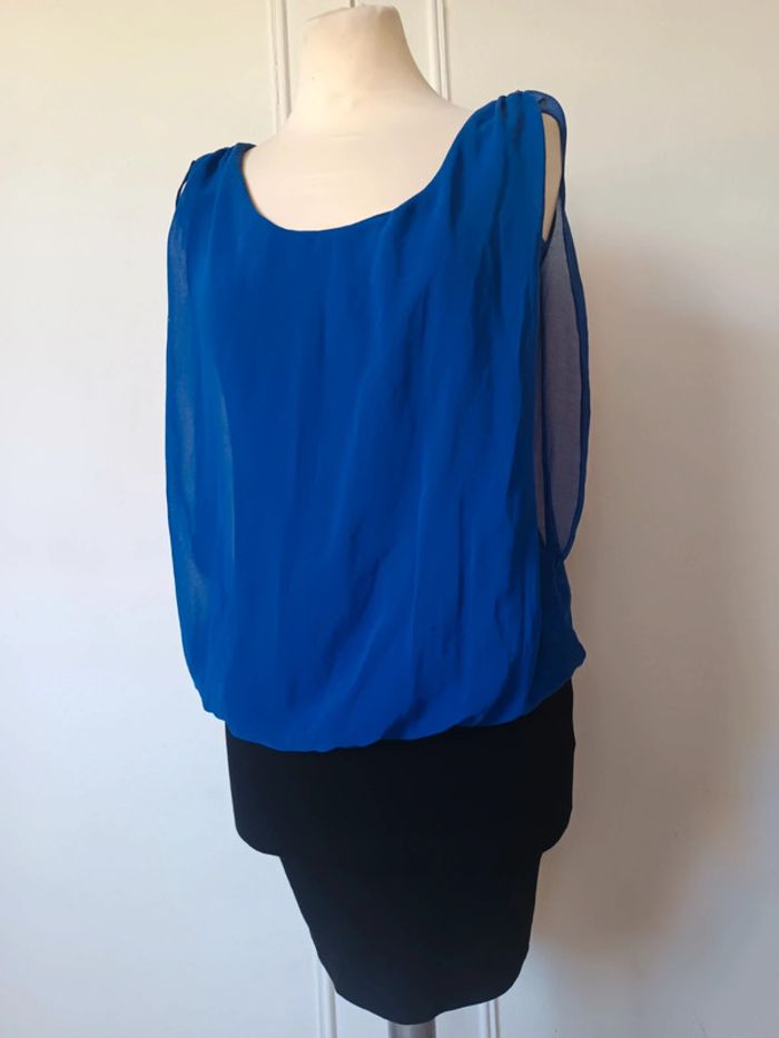 💎robe 👗 Pimkie t xs 34 s 36 noir bleu indigo avec voile confort été tendance - photo numéro 8