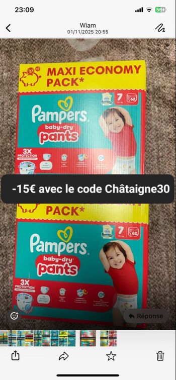 2 carton de couches Pampers taille 7