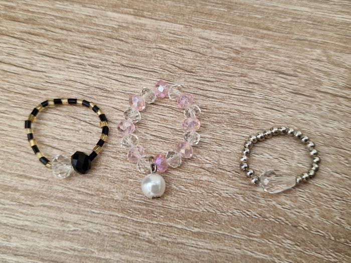 Lot De 3 Bagues Nylon Perles Cristal - photo numéro 15